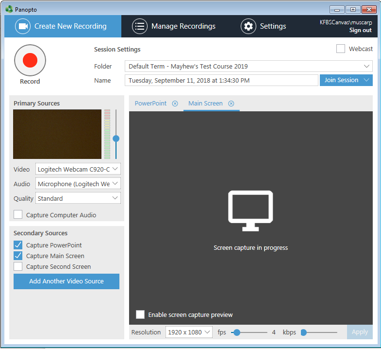 Panopto Tutorial Instructions