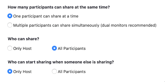 Advanced sharing options