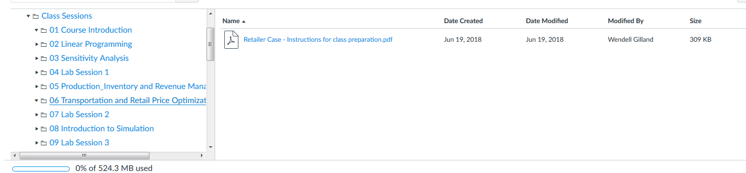 Individual Class Sessions Files