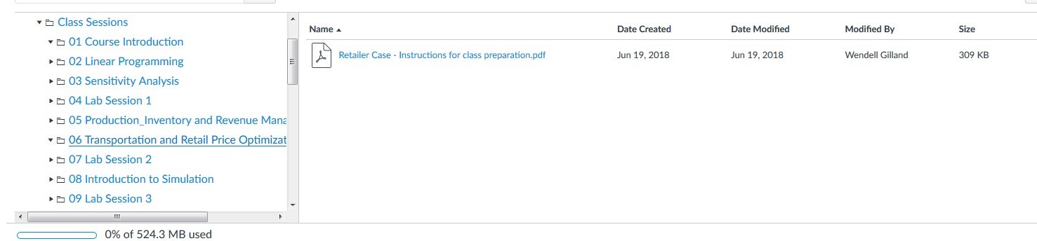 Individual Class Sessions Files