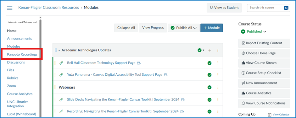Panopto Faculty Self-Recording Instructions