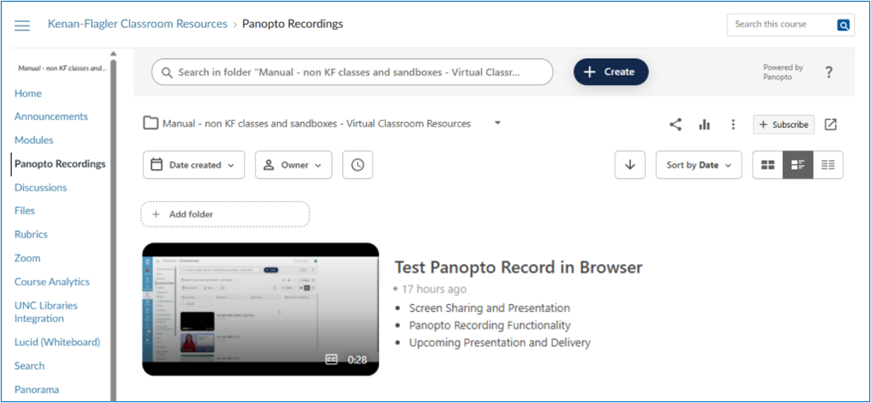 Panopto Faculty Self-Recording Instructions