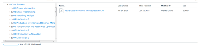 Individual Class Sessions Files